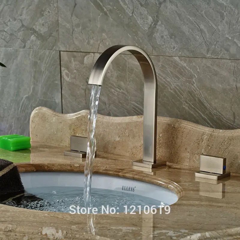 Новый никелевый матовый смеситель для раковины Uythner с тремя отверстиями