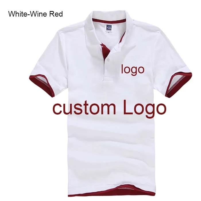 white wine red Рубашка поло на заказ с принтом логотипа компании/отеля/персонала унисекс с коротким рукавом из хлопка - Цвет: white wine red