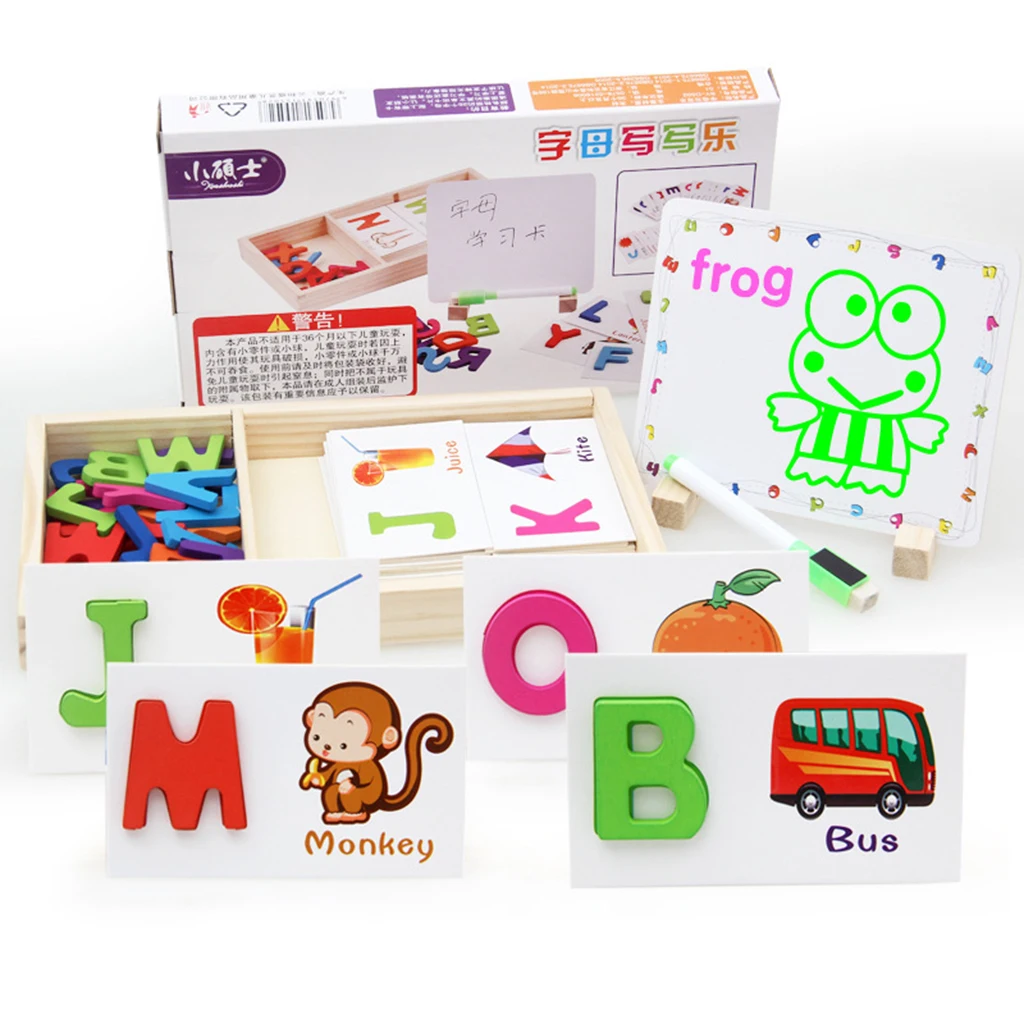Деревянные буквы алфавита соответствующие головоломки ABCs флэш карты с