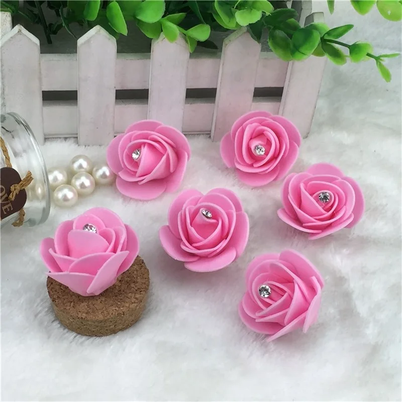 Pink 20 шт./лот, 4 см, Мини, ПЭ пена, розовые цветы, искусственные цветы, ручная работа, сделай сам, свадебные украшения для дома, праздничные и вечерние принадлежности - Цвет: Pink