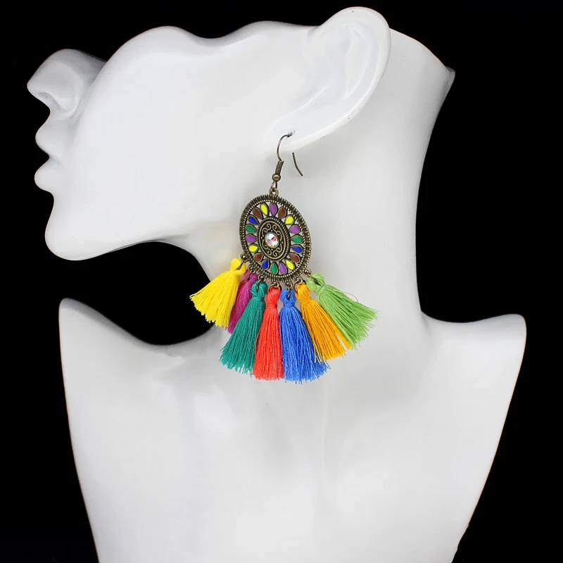 Серьги с кисточками Seven color серьги в ретро стиле богемном национальном подвеска