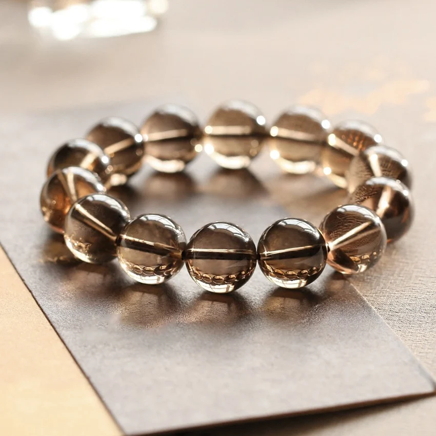 100% натуральный дымчатый кварцевый браслет для женщин 6 14 мм|bracelet femme|bracelet malebracelet