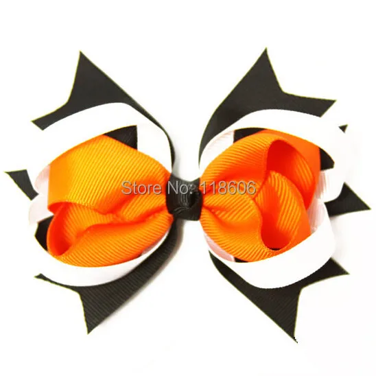 

Free Shipping Witchie Poo Halloween Loopy Orange and Black Hair Bow for Little girls