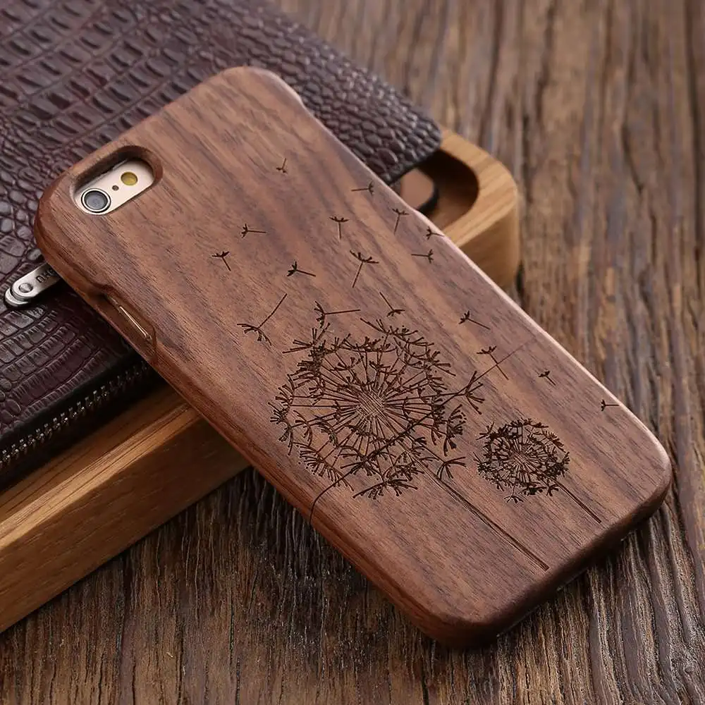 Black Nut Dandelion FLOVEME Деревянный чехол для iPhone 6 6 S Plus 5S 5 SE 3D Деревянный бамбуковый волчий крест чехол для samsung Galaxy S6 S7 Edge чехол для телефона s сумки - Цвет: Black Nut Dandelion