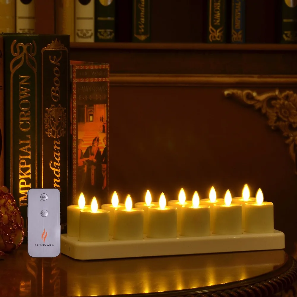 12 светодио дный шт./компл. Перезаряжаемые LED Tealight Беспламенного мерцания