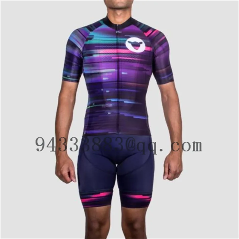 summer men cycling jersey set black sheep team bike tights bib shorts triathlon suit bicycle equipment running swimming clothes - Цвет: 01