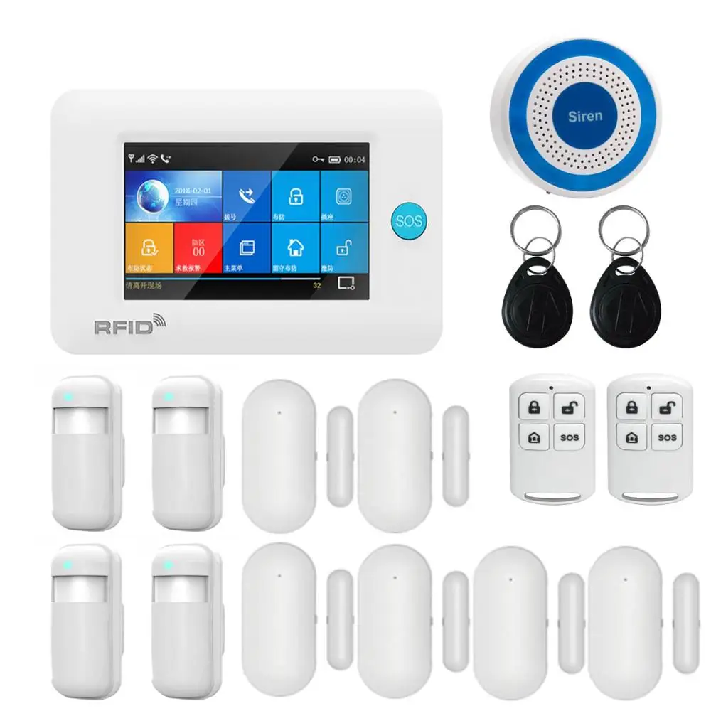 kit 10 Беспроводная WiFi 3g GSM GPRS интеллектуальная домашняя сигнализация 4,3 дюймов сенсорный экран приложение дистанционное управление для умного дома монитор безопасности - Цвет: kit 10