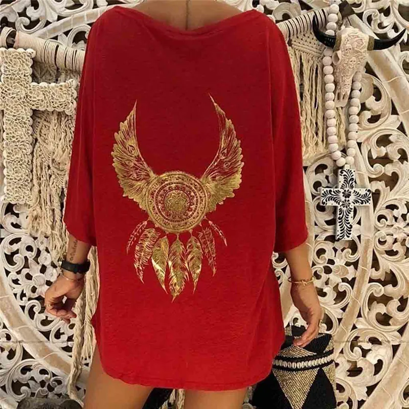 Женская футболка с принтом Boho Летняя Сексуальная Пляжная большого размера 5XL
