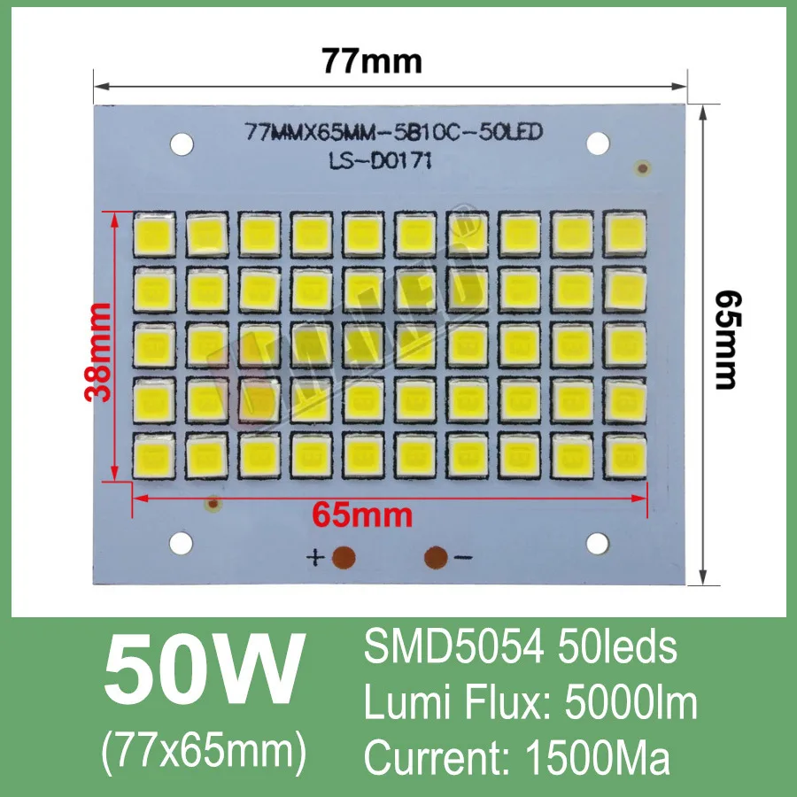 50 Вт Светодиодный прожектор PCB плата SMD5054/2835/5730 светодиодный Алюминий ручка с пластинчатым основанием, теплый белый/белый Светодиодный прожектор источник