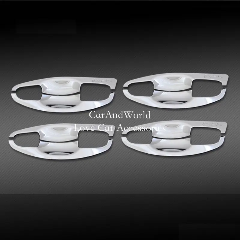 01 door bowl Для HYUNDAI ix25 Creta- дверная ручка отделка Боковая дверь чаша панель декоративная крышка АБС ХРОМ аксессуары для автомобиля - Цвет: 01 door bowl