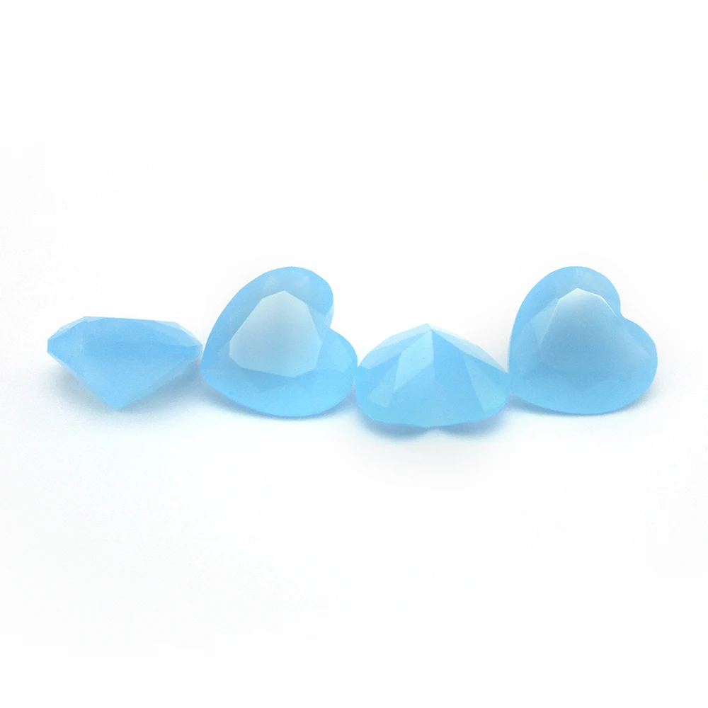 

Free Shipping 5A Quality 50pcs/lot 3x3~12*12mm Heart Cut Loose Milky Blue Glass Stone Synthetic Gems Beads For DIY Jewelry