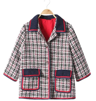 Подиумный клетчатый твидовый комплект 2018 дизайнерский с отложным воротником