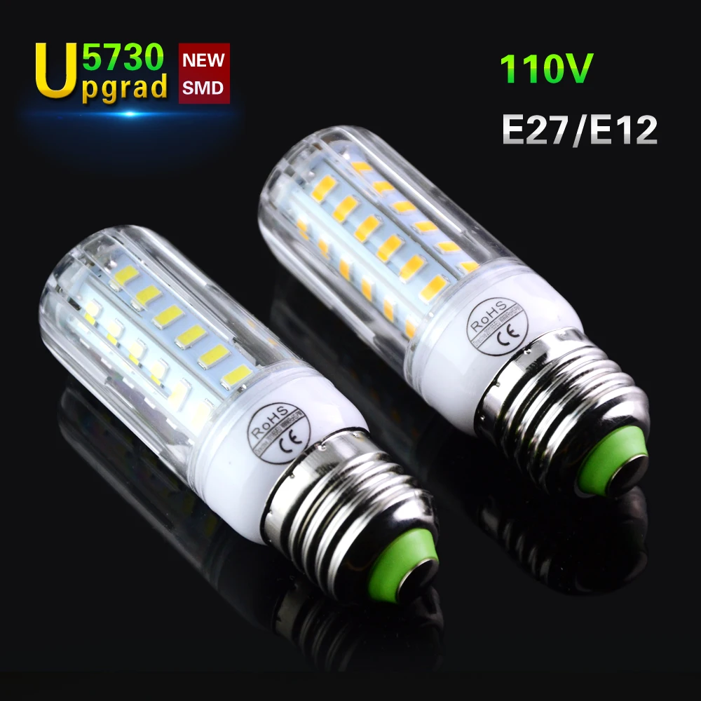 2016 SMD 5730 E27 светодиодная лампочка для люстры светодиодный ная с теплым белым/белым