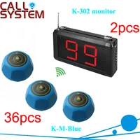 1 set 2 display receiver k 302 with 36pcs guest buzzer digital pager system for restaurant 433 92mhz