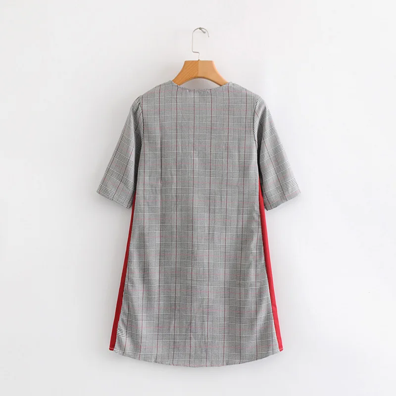 ASDS Для женщин Повседневное платья в клетку модные проверьте V вырез горловины
