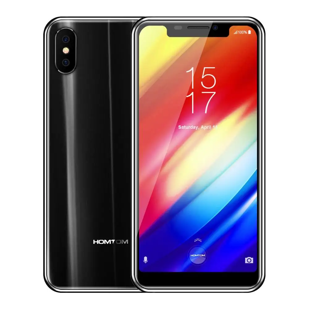 HOMTOM H10 5,85 дюймов Android 8,1 смартфон 4 ГБ ОЗУ 64 Гб ПЗУ Face ID MTK6750T Восьмиядерный 16 МП 3500 мАч OTA мобильный телефон - Цвет: Black