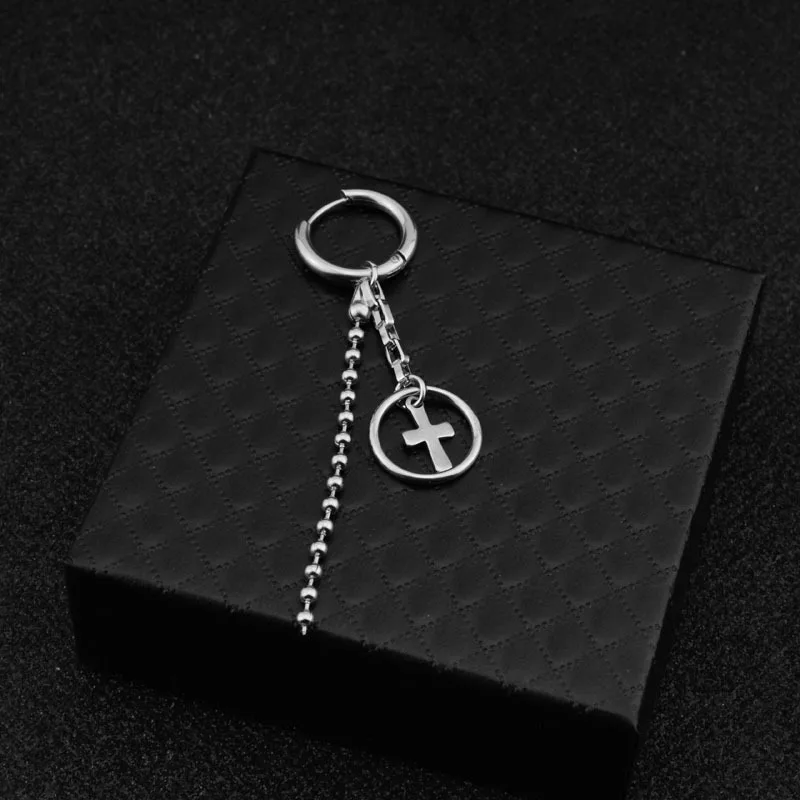 Style A-Ear Ring 1 шт. для мальчиков, Серебряный перьевой крест, простые сережки-крестики, мужские серьги из нержавеющей стали, серьги для мужчин и девочек - Окраска металла: Style A-Ear Ring