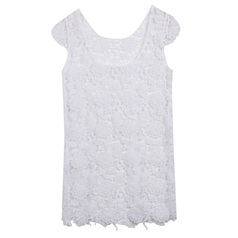 Женское платье накидка для бикини сексуальное ажурное вязаное мини белый