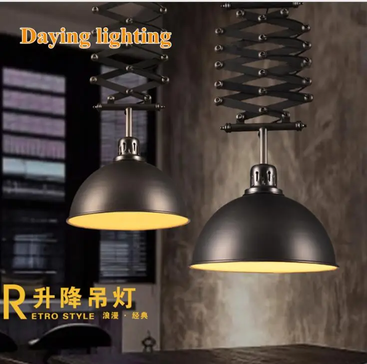 L Ретро промышленный ветер кованого железа подъема телескопическая люстра