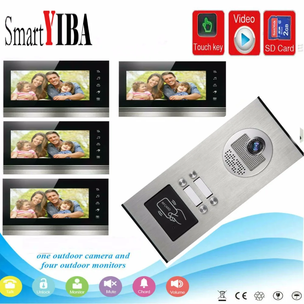 Видеодомофон SmartYIBA с монитором 7 дюймов домофон радиочастотной идентификацией