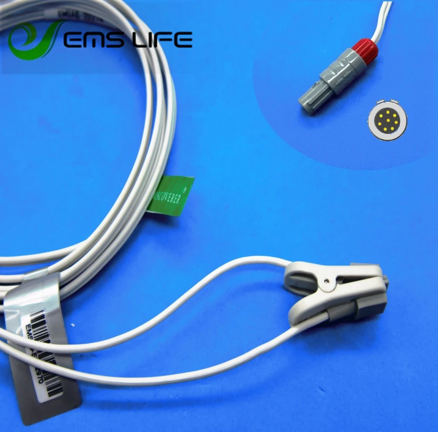 

Long cable child or neonate ear clip spo2 sensor for Comen C60 masimo 8pin plastic connector