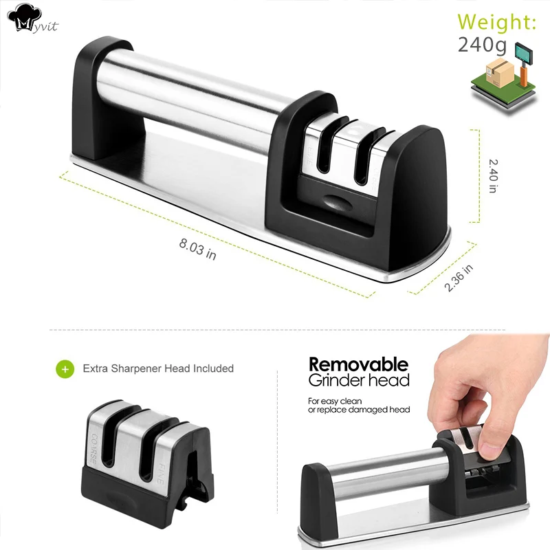 

Professional 2 Stages Kitchen Knife Sharpener Sharpening Kitchen Tools Knives Grinder Householder Blade Sharpening Sharpener 07
