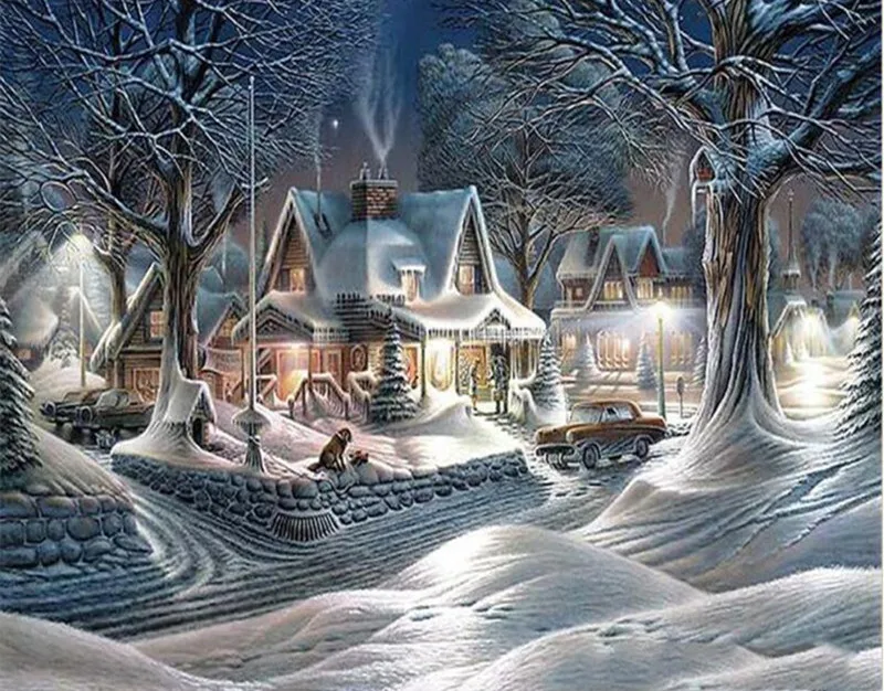 

New 5d DIY Diamond Painting Snow House Home Decoration Full Mosaic Crafts Embroidery Cross Stitch Kits For Needlework