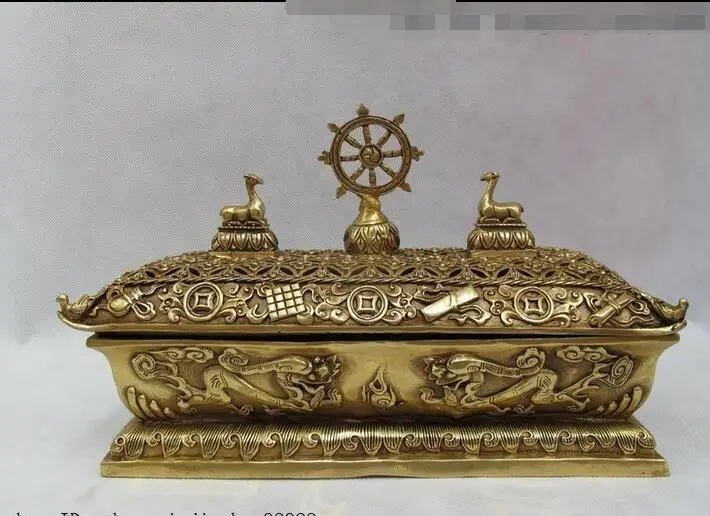 Тибетские латунные восемь сокровищ два оленя Тибет классические благовония