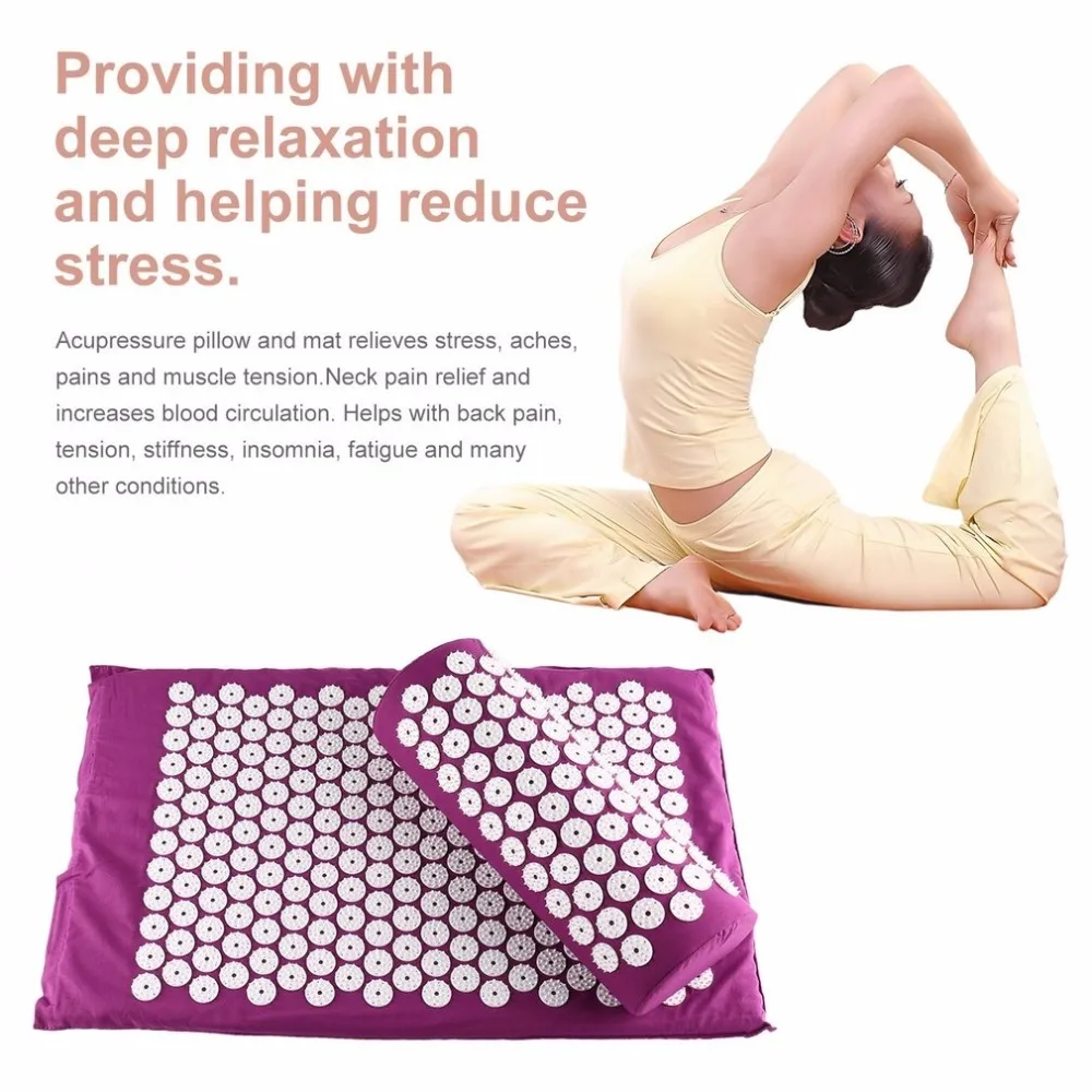 Body Head Foot Neck Massager Cushion Mat Set Acupressure Relieve Stress Pain Aches Muscle Tension Spike Yoga With Pillow hot | Красота и