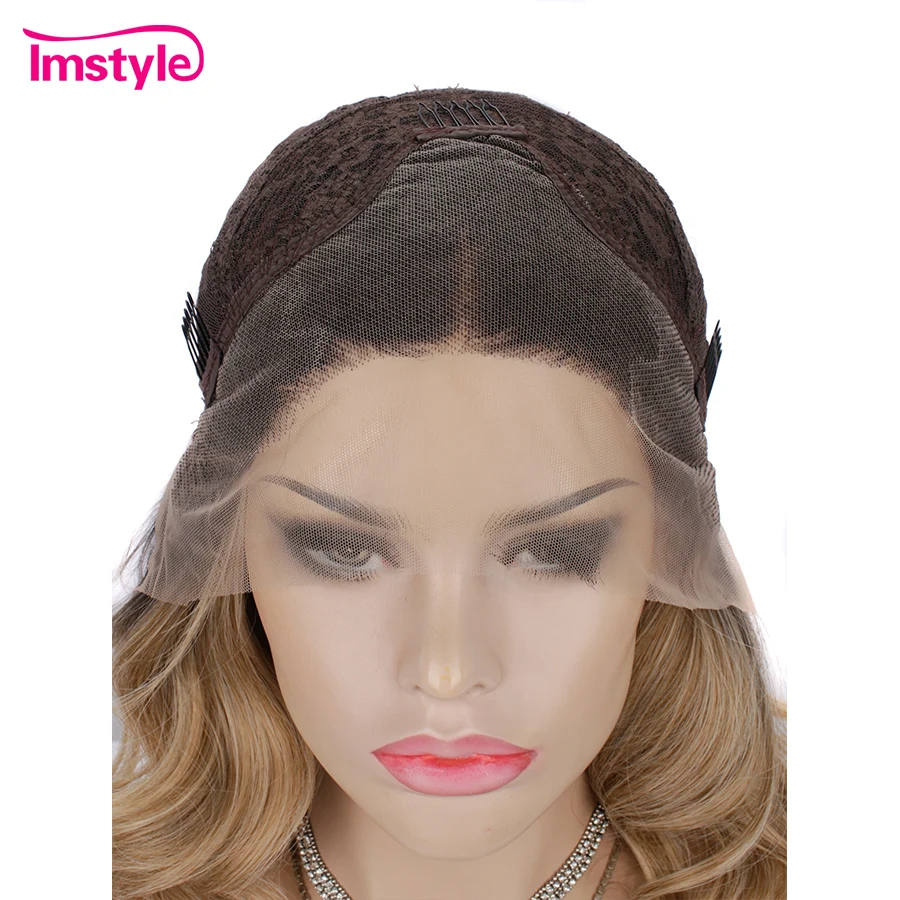 Imstyle короткий светлый парик синтетический на сетке спереди парики с глубокими