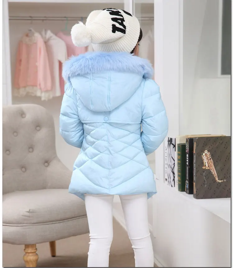 

Fashion Winter Children's Clothing Kids Down Cotton Outerwear Girls Wadded Jacket Child Medium-long Thick Cotton-padded Coat