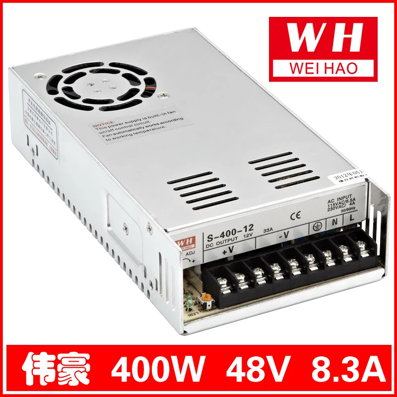 

High Quality DC48V/8.3A 400W switching power supply DC 2-year warranty Model S-400-48