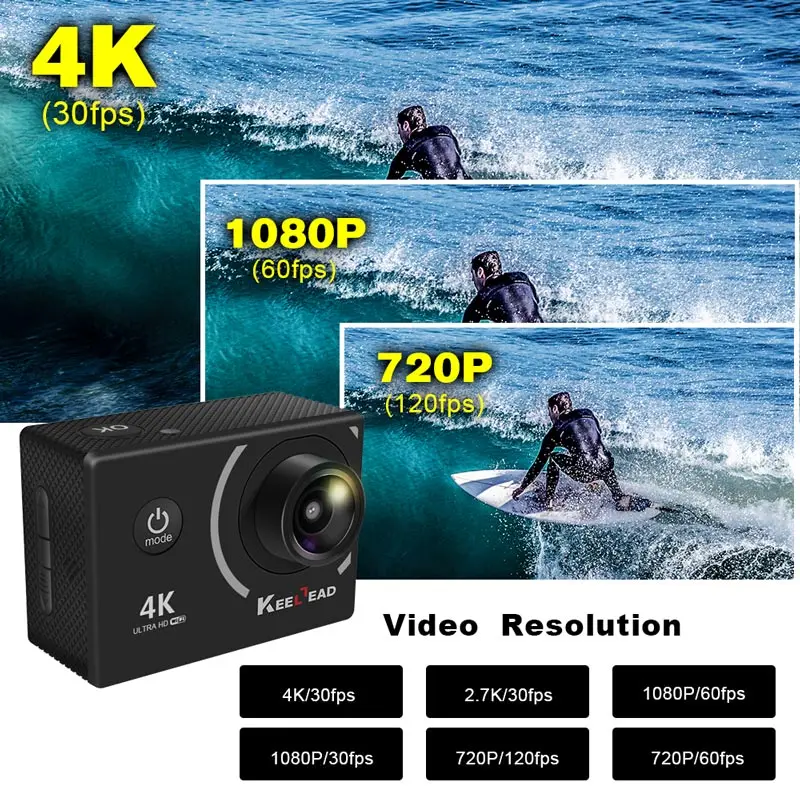 KEELEAD 4 K экшн камера 1080 P 60fps 12MP с WiFi 2 0 &quotэкраном 170 широкоугольный объектив
