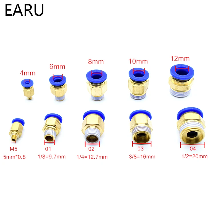 1/8 ''1/4'' 3/8 ''1/2'' Male-4 6 8 10 12 мм прямой нажимной фитинг пневматический нажимной для подключения воздушного адаптера разъем
