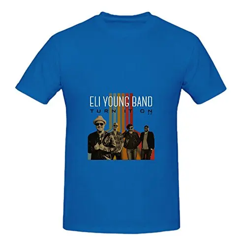 Eli Young включите его на хиты Мужская с круглым вырезом забавная рубашка