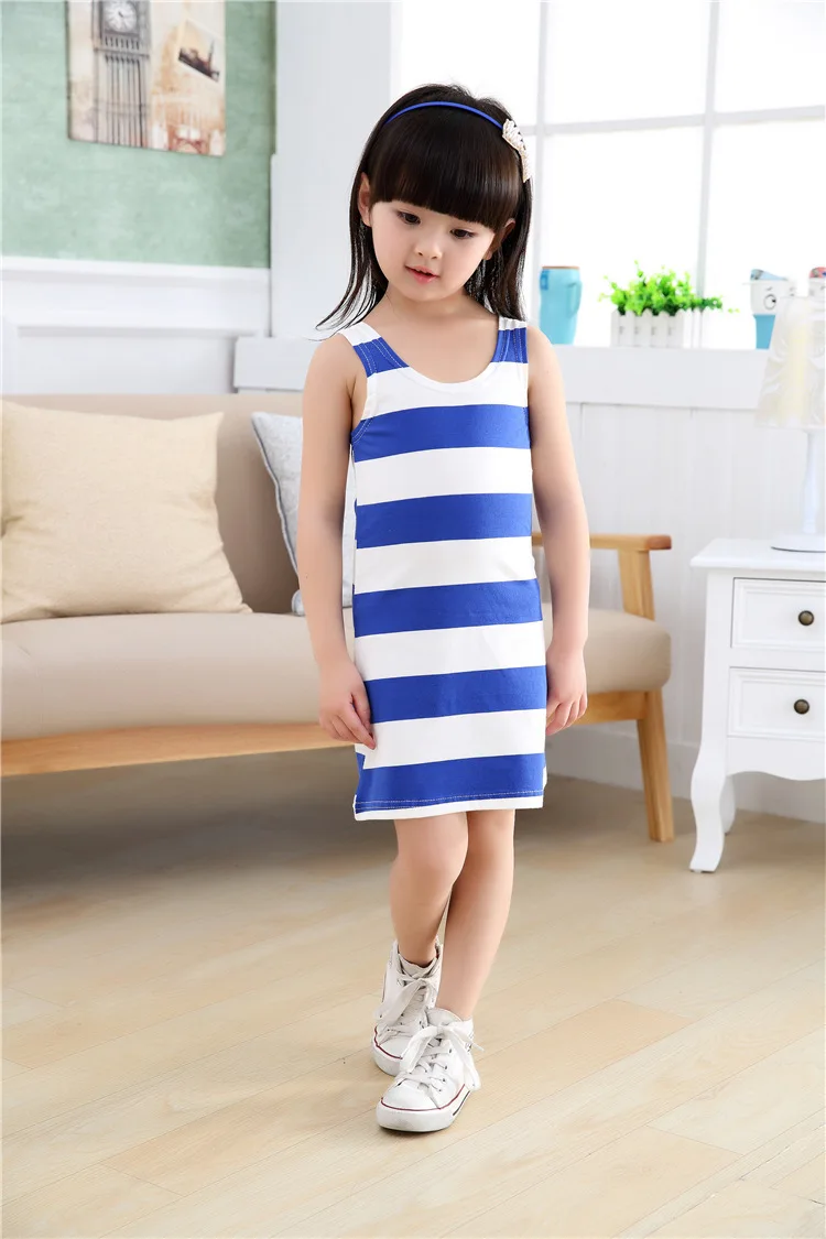 Новинка 2017 года летнее платье в полоску для девочек Красивое Праздничное