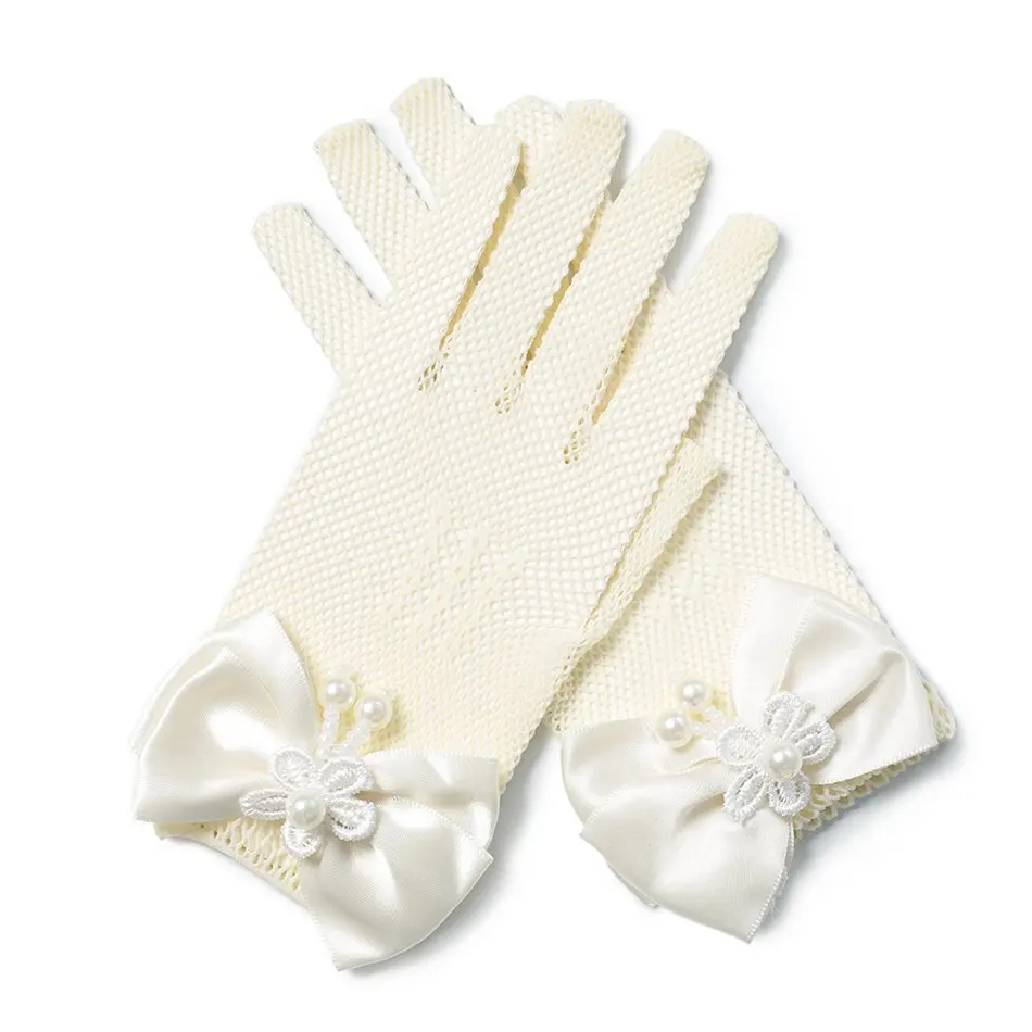 Berge Wedding Gloves Разноцветные детские перчатки для девочек для свадебного костюмированного представления; перчатки принцессы с принтом и бантом; Детские праздничные принадлежности для дня рождения; варежки Белоснежки для девочек - Цвет: Berge Wedding Gloves