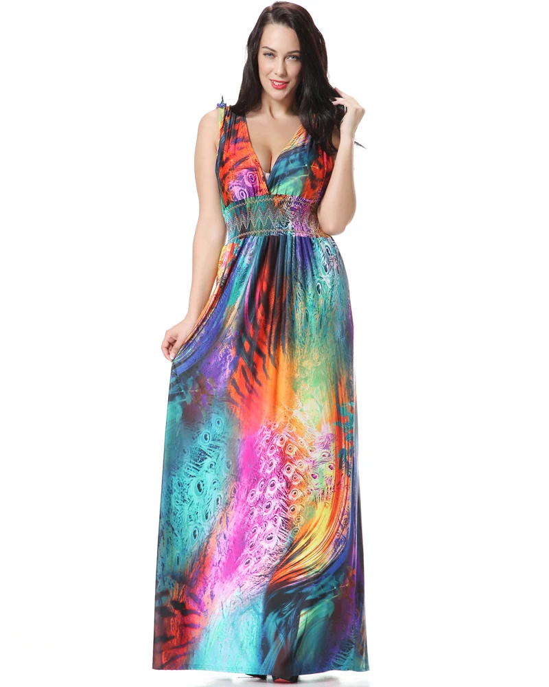 Женское длинное платье с V образным вырезом без рукавов|dress 6xl 7xl|dress 6xllong beach dress |