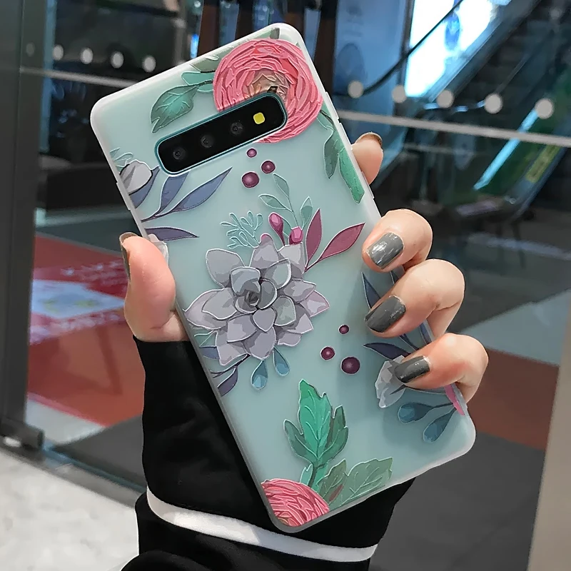 Ретро Чехол YHBBCASES для телефона с 3D цветами Samsung Note 8 9 чехлы Galaxy S8 S9 S10 Plus рельефный