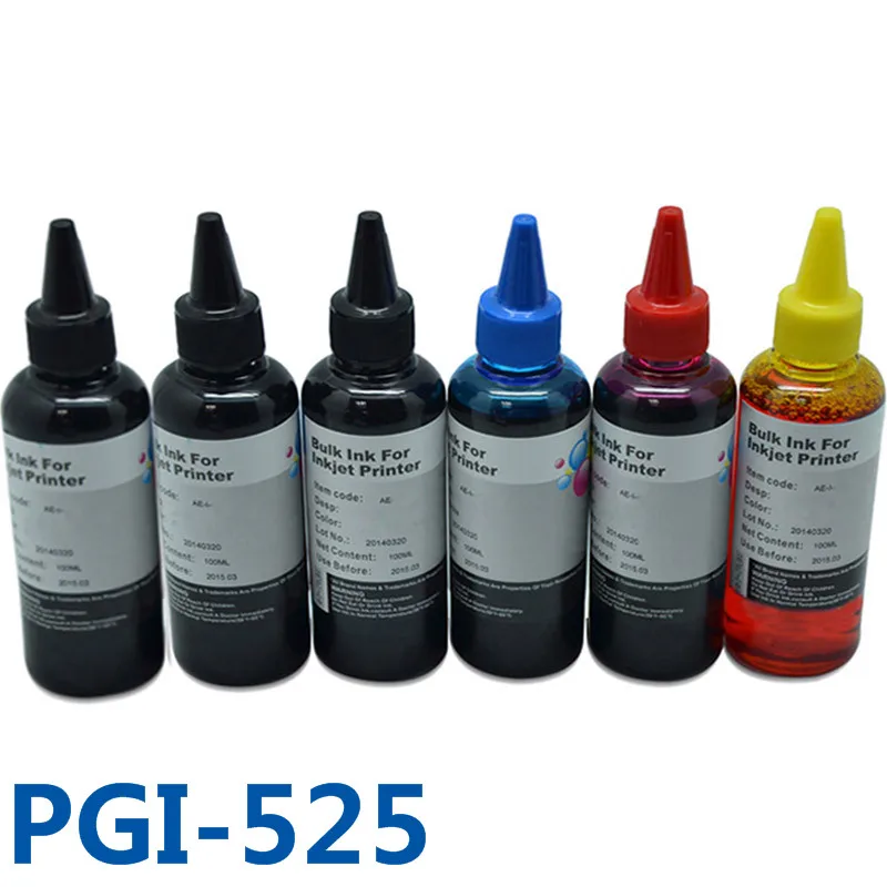 Набор для заправки чернил для принтера Canon PIXMA MG6150, MG6250, MG8150, MG8250, MG8250, 100 мл, 6x pgi-525 мл Набор для заправки чернил для принтера Canon PIXMA MG6150, MG6250, MG8150, MG8250, MG8250, 100 мл, 6x pgi-525 мл