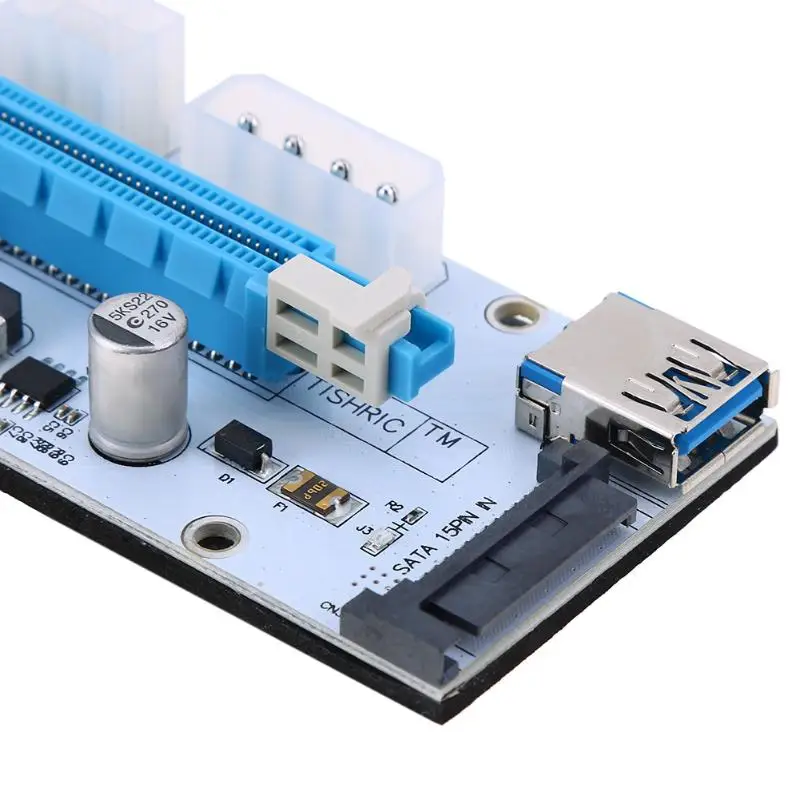 Ver 008S 60 см 3 в 1 Molex 4Pin SATA 6PIN PCIE PCI-E PCI Express Riser Card 1x к 16x USB 0 кабель для майнинга Биткоин