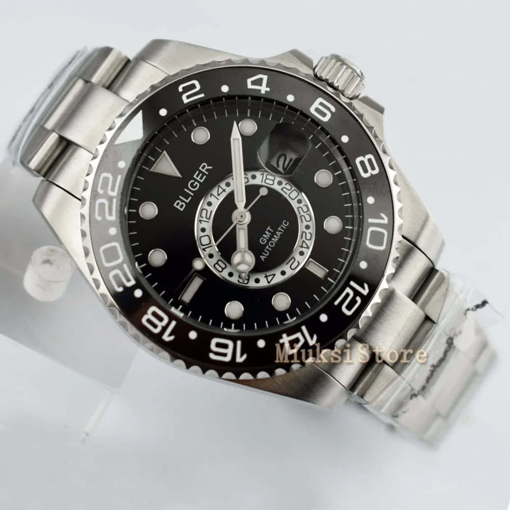 43 мм D'origine черный montre mode pour Top marque automatique multifoncments homme календириор мужские Lumineux |