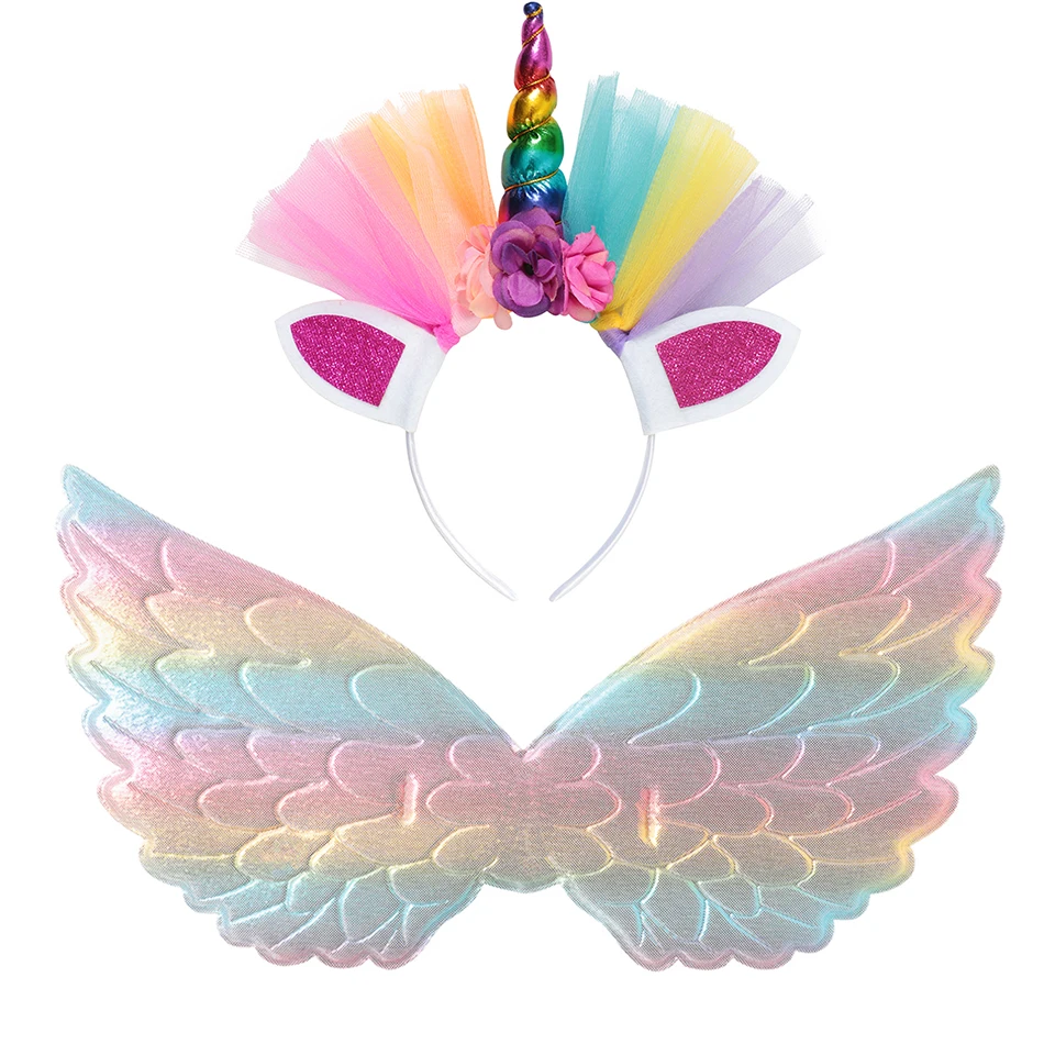 Multicolour Acc 2pcs Нарядное платье с единорогом для девочек, с открытой спиной, со съемным длинным хвостом, бальное платье, детское платье принцессы, вечерние платья с единорогом, Детский костюм на выпускной, день рождения - Цвет: Multicolour Acc 2pcs