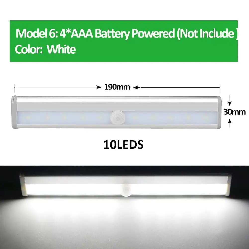 Bar Lamp 10LED White Настенный светильник PIR датчик движения светодиодный настенный светильник для кухни, спальни, лестницы, шкафа, подвала, дома, Ночной светильник, аварийное освещение - Цвет абажура: Bar Lamp 10LED White