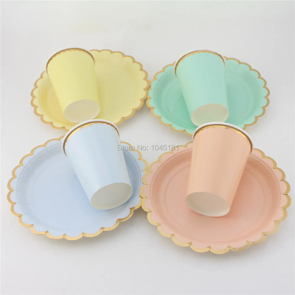 Одноразовая прочная бутиковая посуда набор 7 дюймов круглые бумажные тарелки и 9