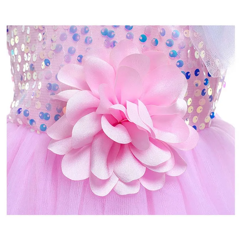 Летнее платье с рукавами-воланами для девочек элегантное кружевное принцессы