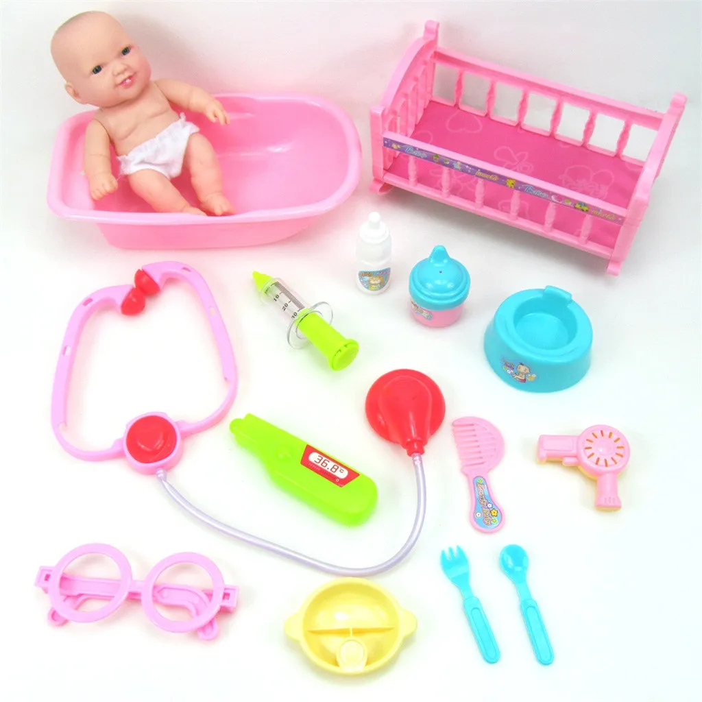 Детская забавная игрушка для купания 1 набор 19 шт. кукла ванна кровать столовая