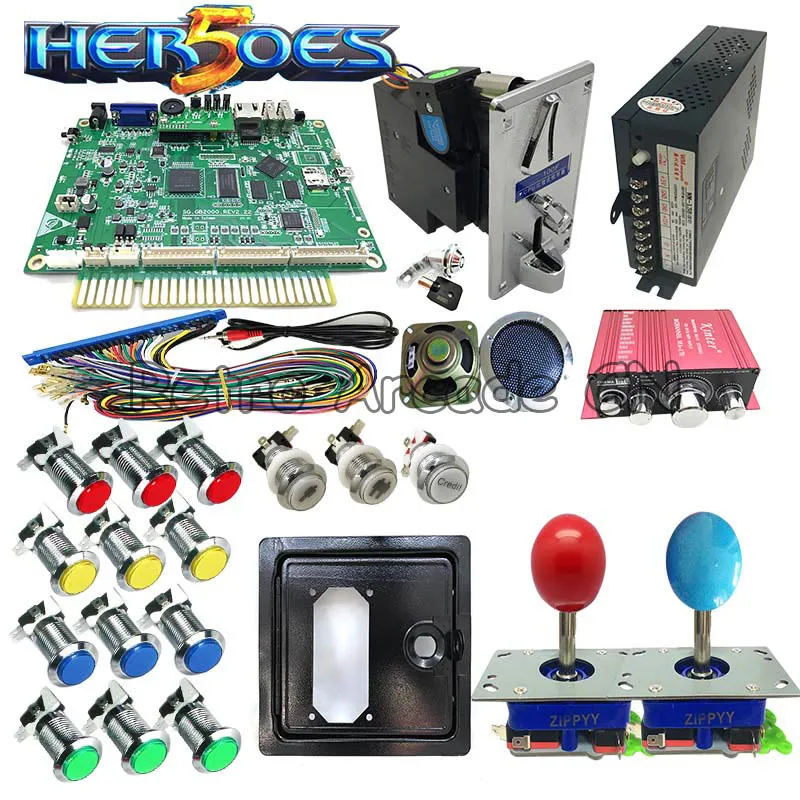 Аркадный комплект 2020 в 1 с кнопкой джойстика Hero 5 PCB блок питания приемник монет