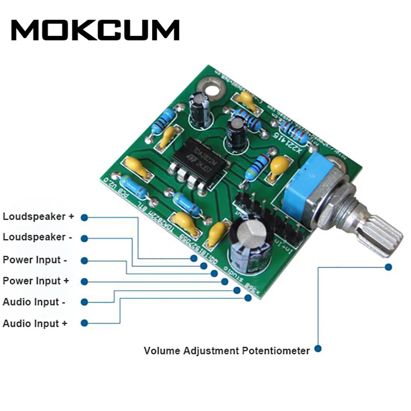 

TDA2822M Mini Mono Audio Amplifier Board 2W BTL Amplifier Module Volume Adjustable Single Power 3V 5V 9V