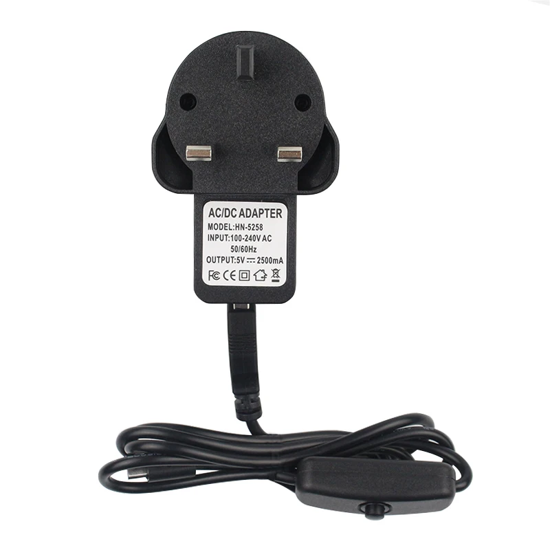 Dc 5v2. 5a 5 v 2.5a блок питания Ac Eu Us зарядное устройство адаптер питания Micro Usb зарядный кабель с переключателем для Raspberry Pi 3 2